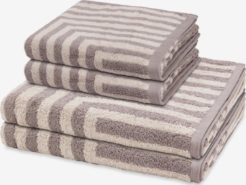 ROSS Handdoek 'Grafik' in Beige: voorkant