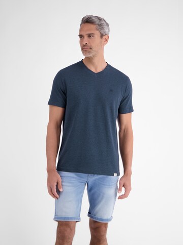 LERROS T-Shirt aus Baumwoll-Leinen-Mix in moderner 2-Tone-Optik in Blau