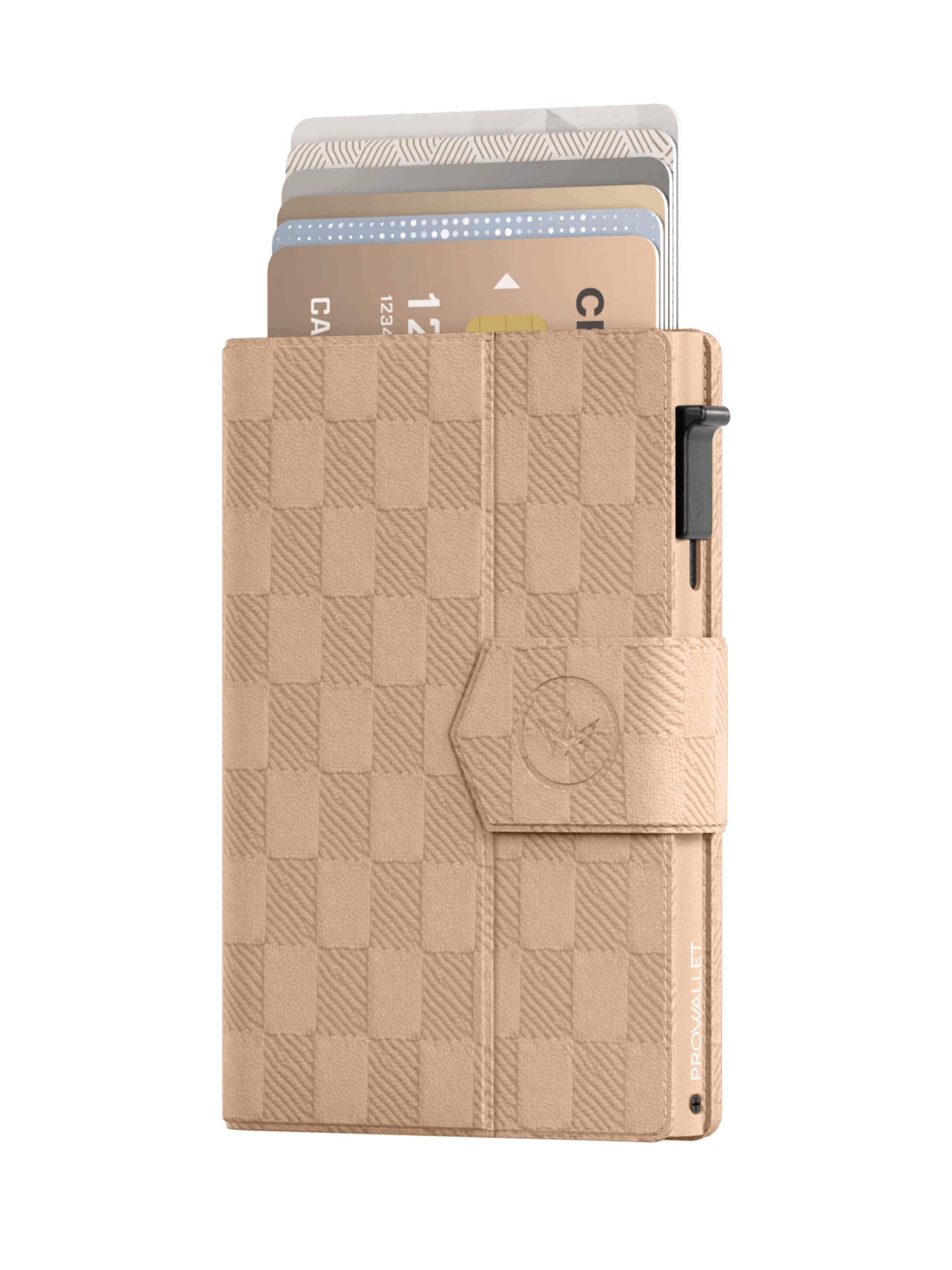 Prowallet Wallet 'Pasjeshouder Plus Panel' in Brown: front