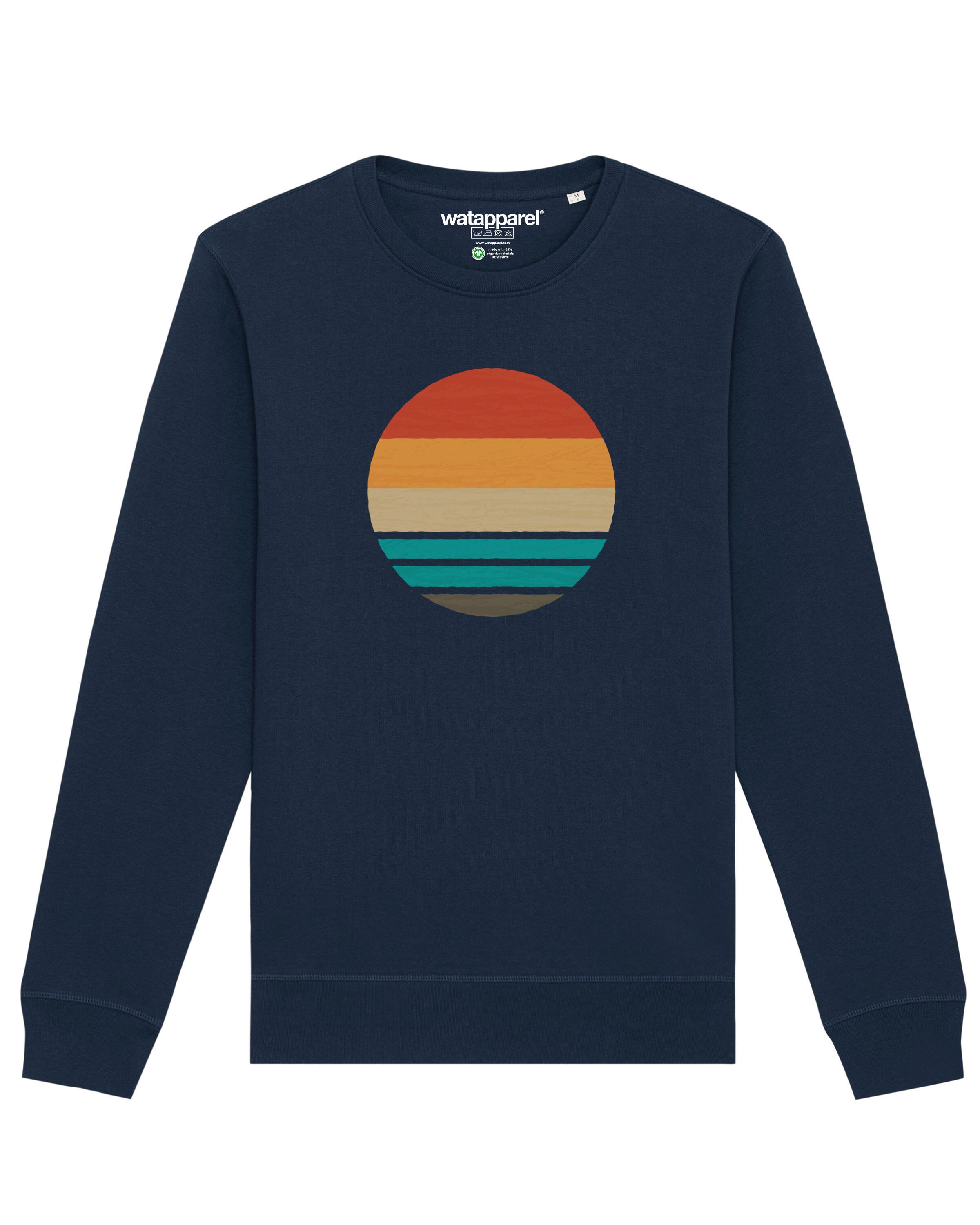 Sweat-shirt ' Retro Sunset Ocean ' Watapparel en bleu : devant