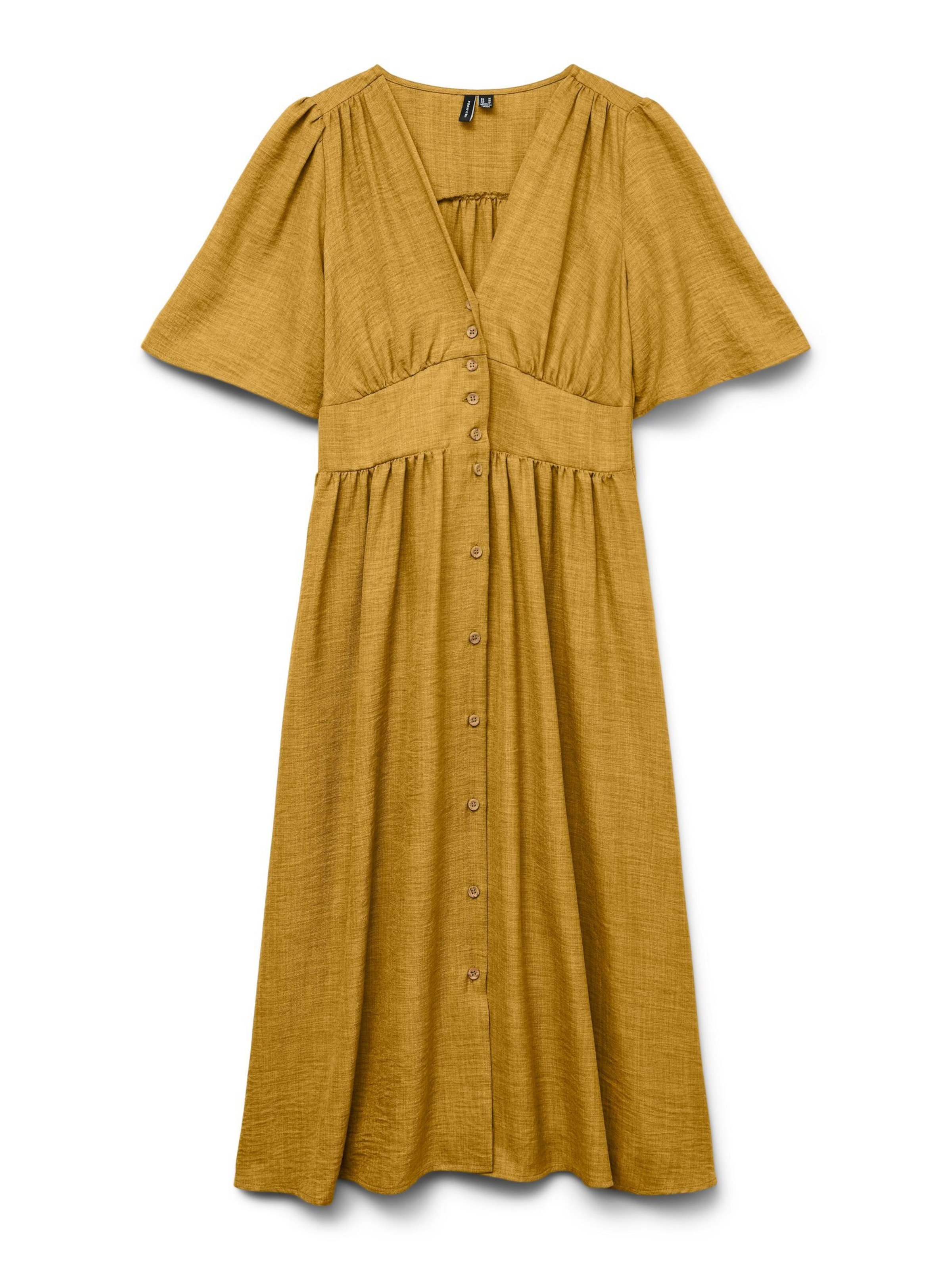 Vero Moda Curve Jurk 'VMMelaney' in Geel: voorkant