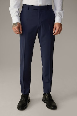 STRELLSON Slim fit Pleated Pants 'Madden' in Blue: front