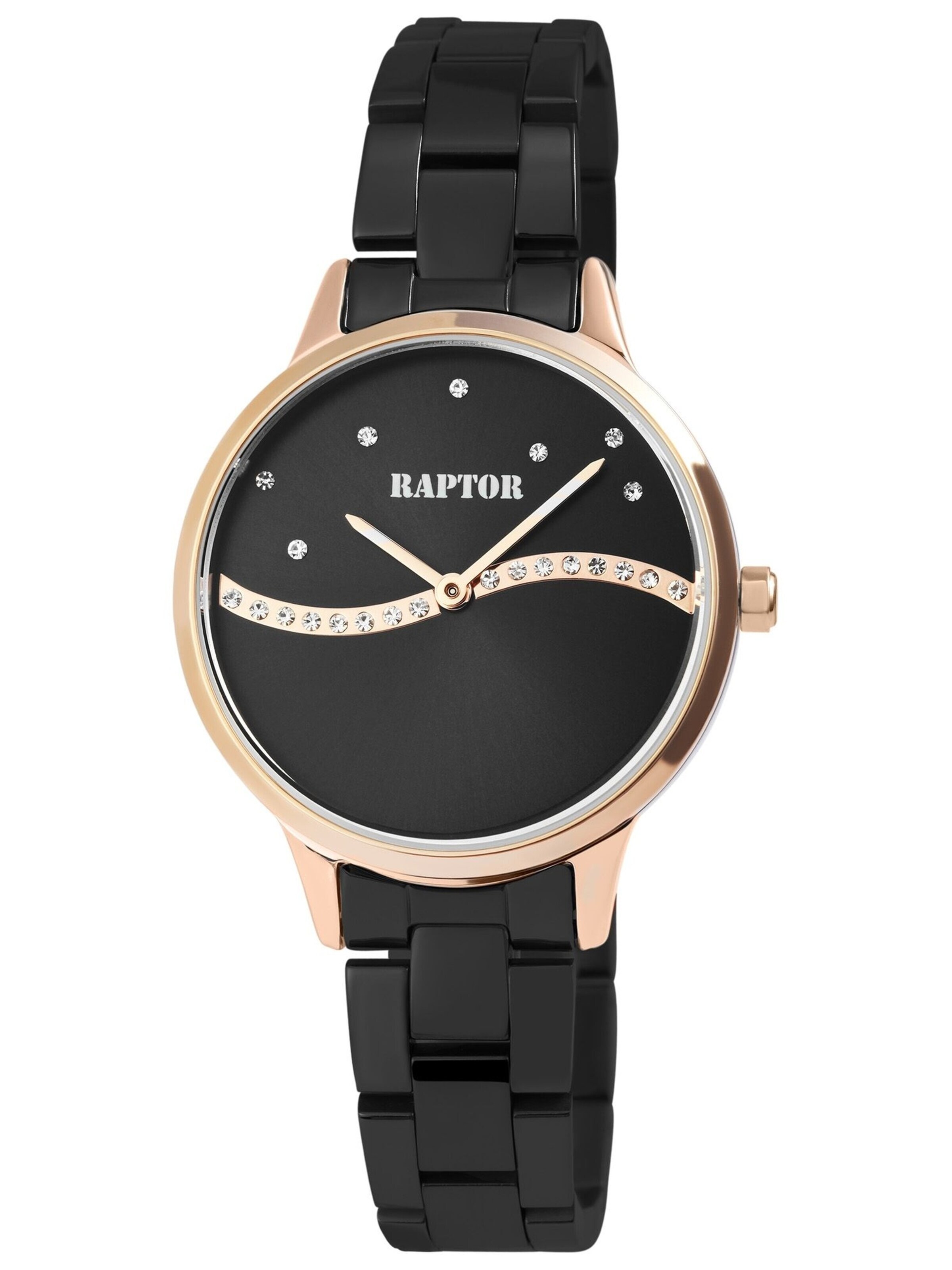 Raptor Analog Watch 'Flake, Strass' in Black