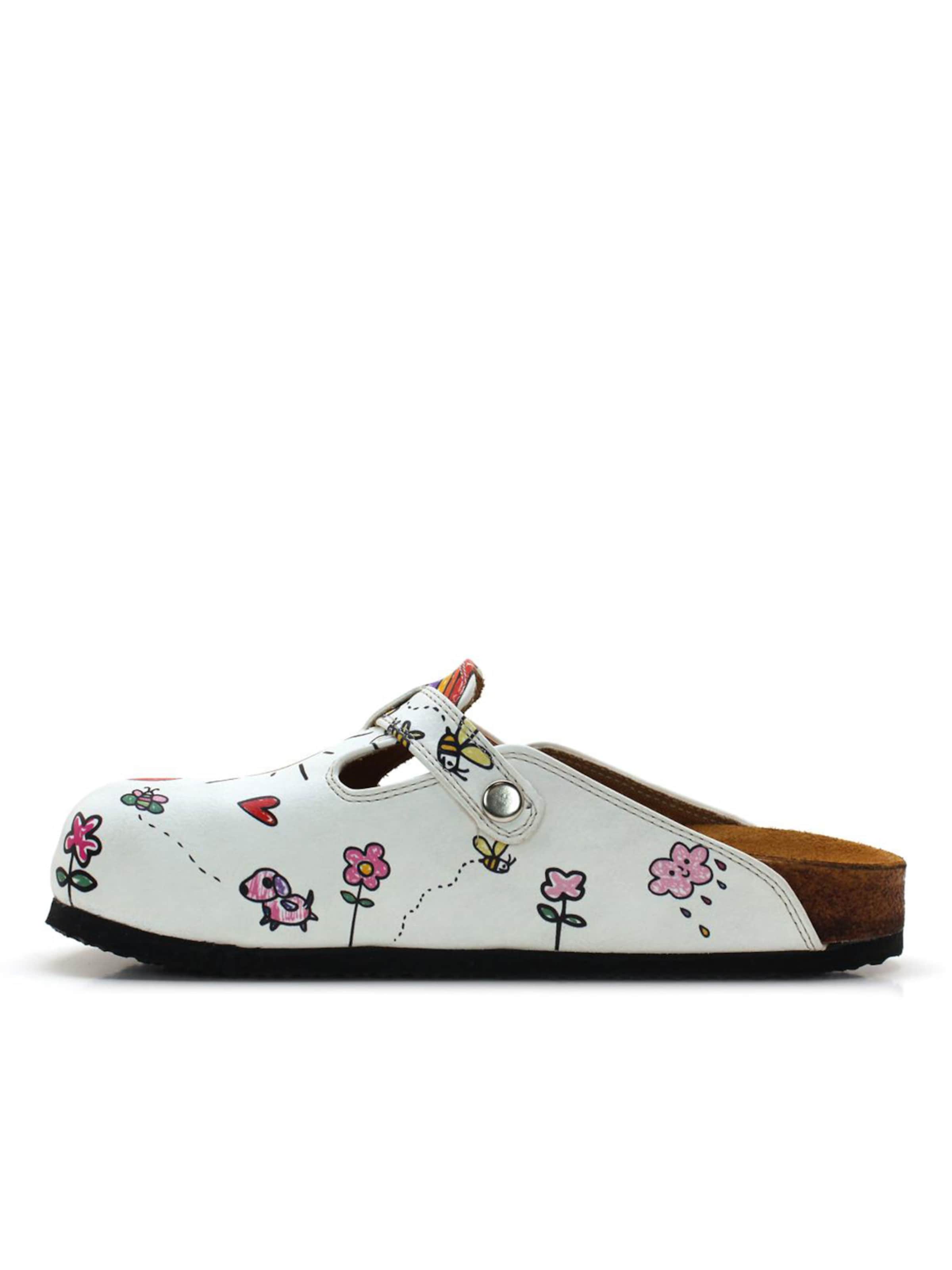 Goby - Zuecos 'Women Calceo Clogs WCAL5443 with doodles design' en blanco