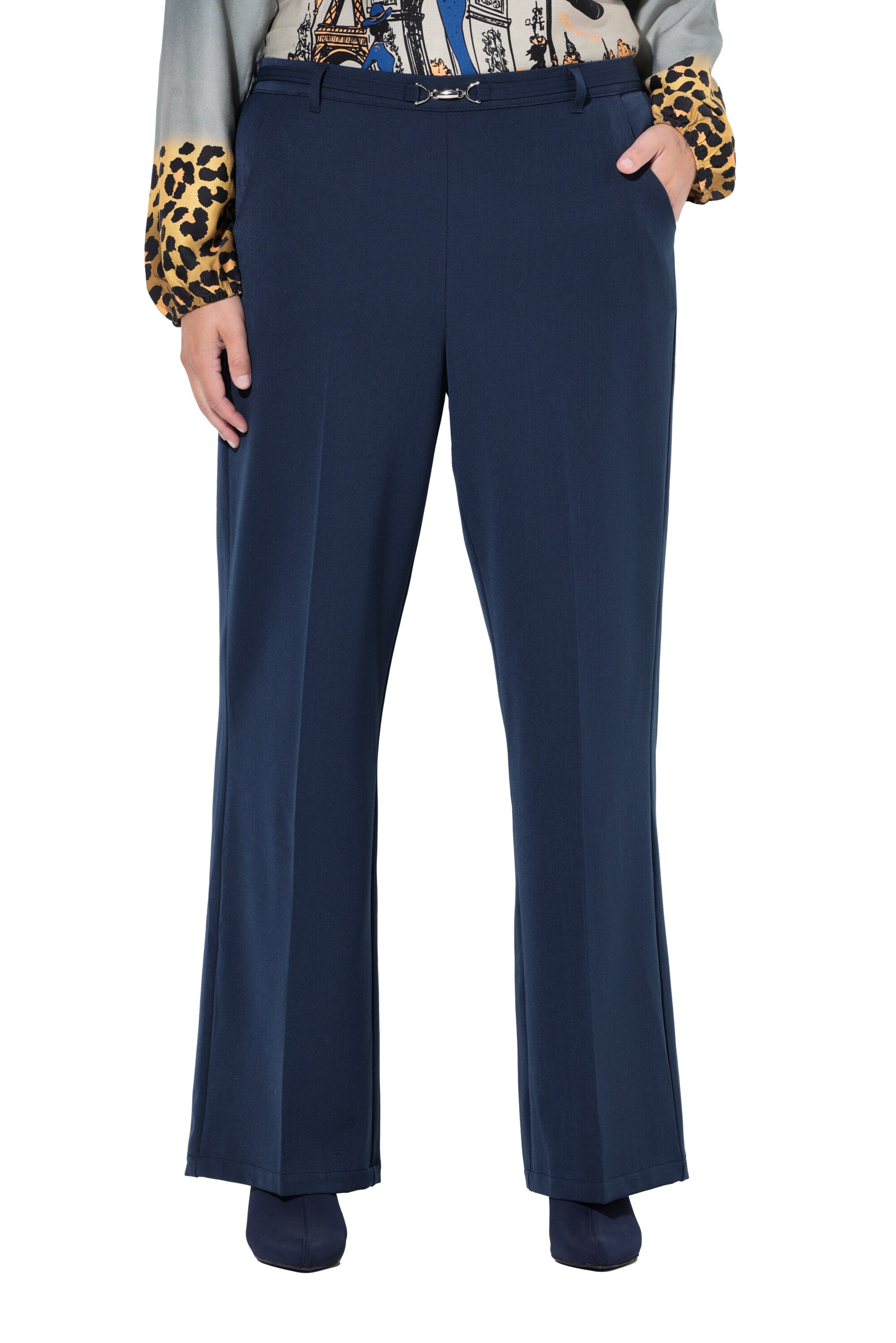 MIAMODA Regular Trousers with creases in Blue: front