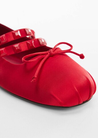MANGO Ballet Flats with Strap in Red
