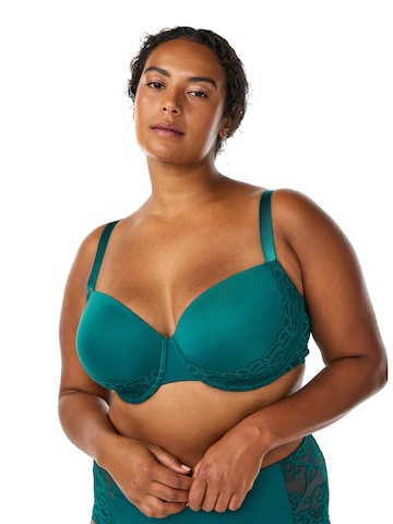 Devoted by Zizzi Push-up Bra 'Lingrid' in Green