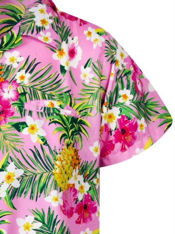 King Kameha Regular Fit Hemd 'Pineapple Flowers' in Pink