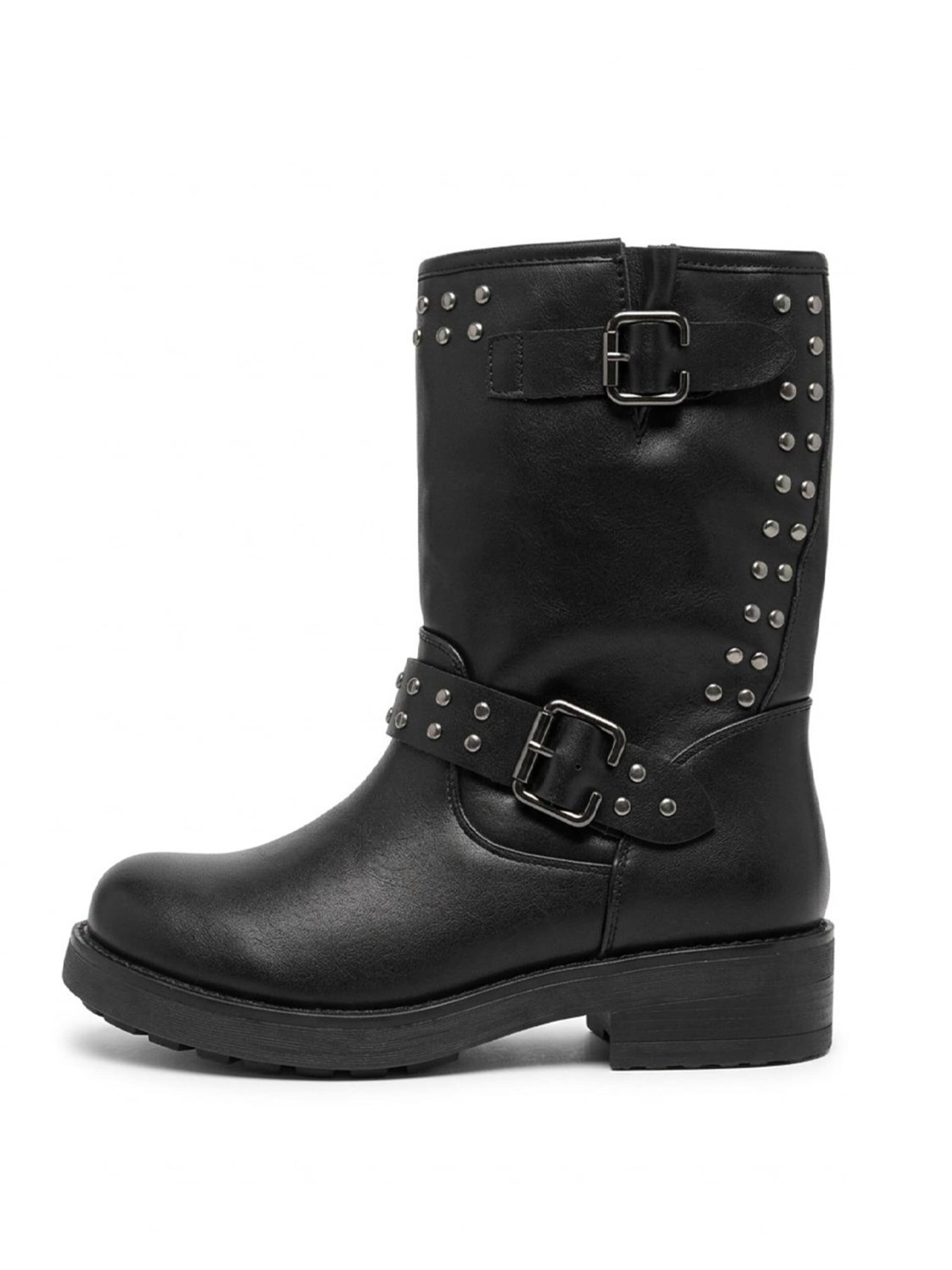Pogolino Boots 'Damen Biker Boots Nieten leicht gefüttert 9950'‌‌‌‌‌‌‌‌‌‌ in Schwarz: Vorderseite