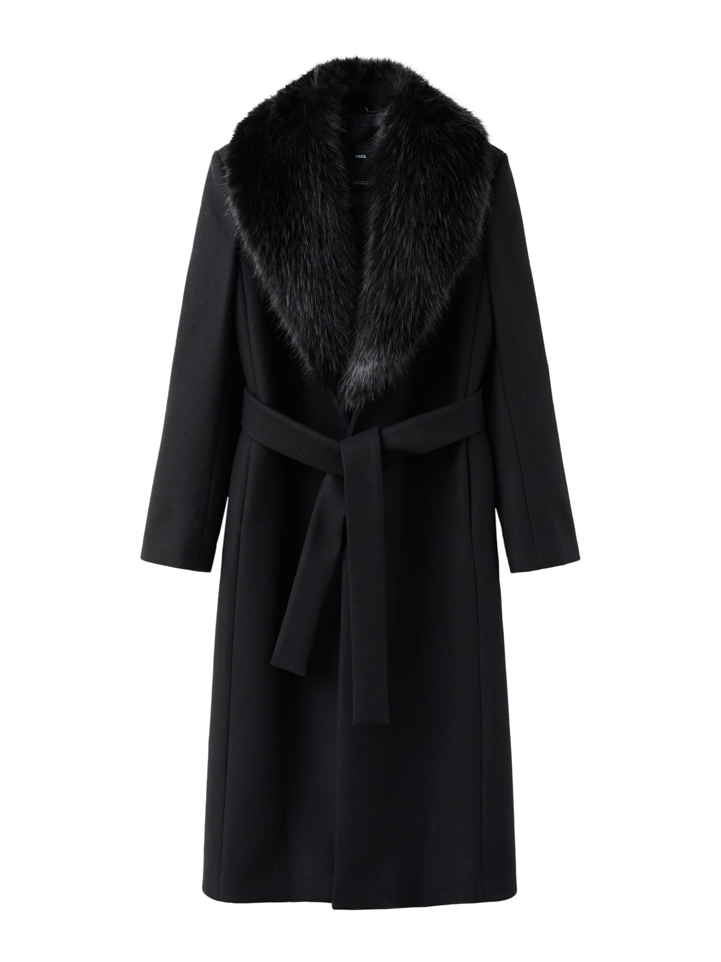 MANGO Pitkä talvitakki 'Dolce' värissä musta: etupuoli