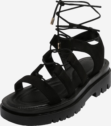 Nasty Gal Strap Sandals in Black: front