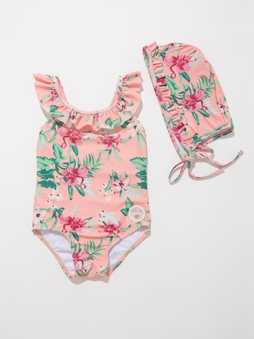 BONVERANO Athletic Swimwear 'Baby Mädchen UV Badeanzug 50+ Einteiler inkl Badekappe Sonnenschutz' in Pink: front