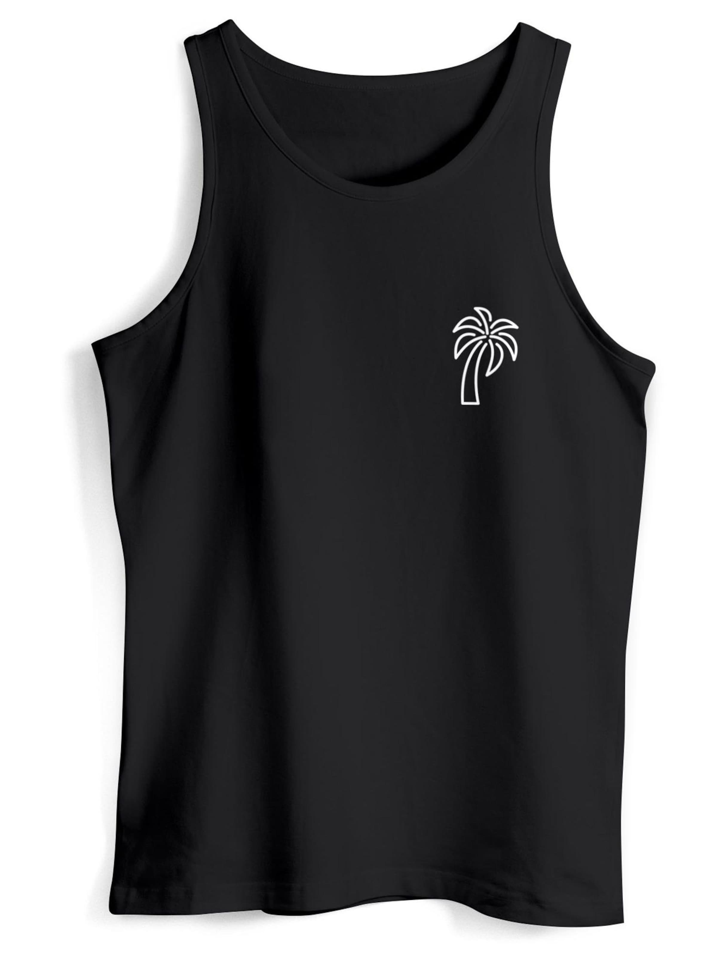 Neverless Shirt 'Palm Lineart'‌‌‌ in Schwarz: Vorderseite