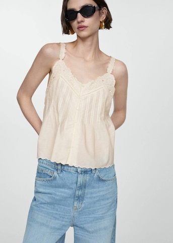 MANGO Blouse 'bord' in Wit: voorkant