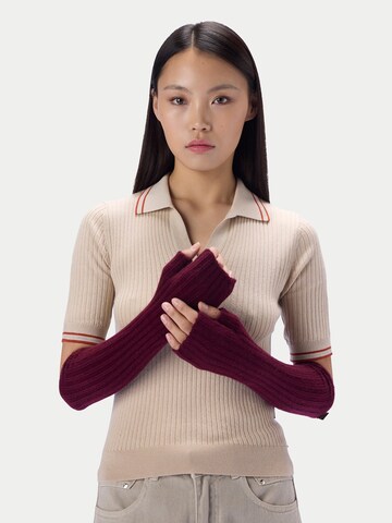 raudona GOBI Cashmere Trumpos pirštinės be pirštų galų