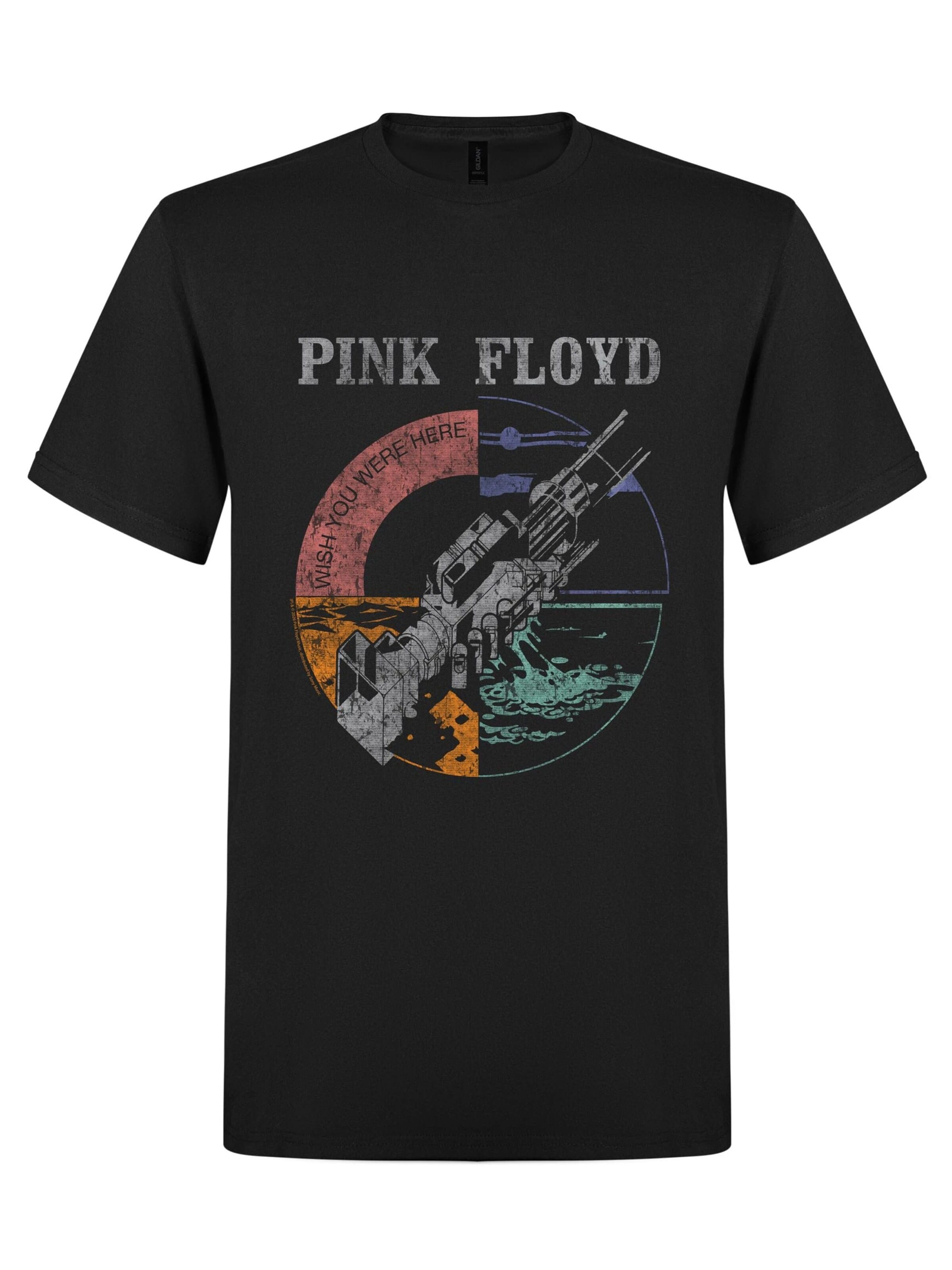 Pink Floyd Shirt 'Pink Floyd - Pink Floyd - Wish you were Distressed t-shirt' in Black: front