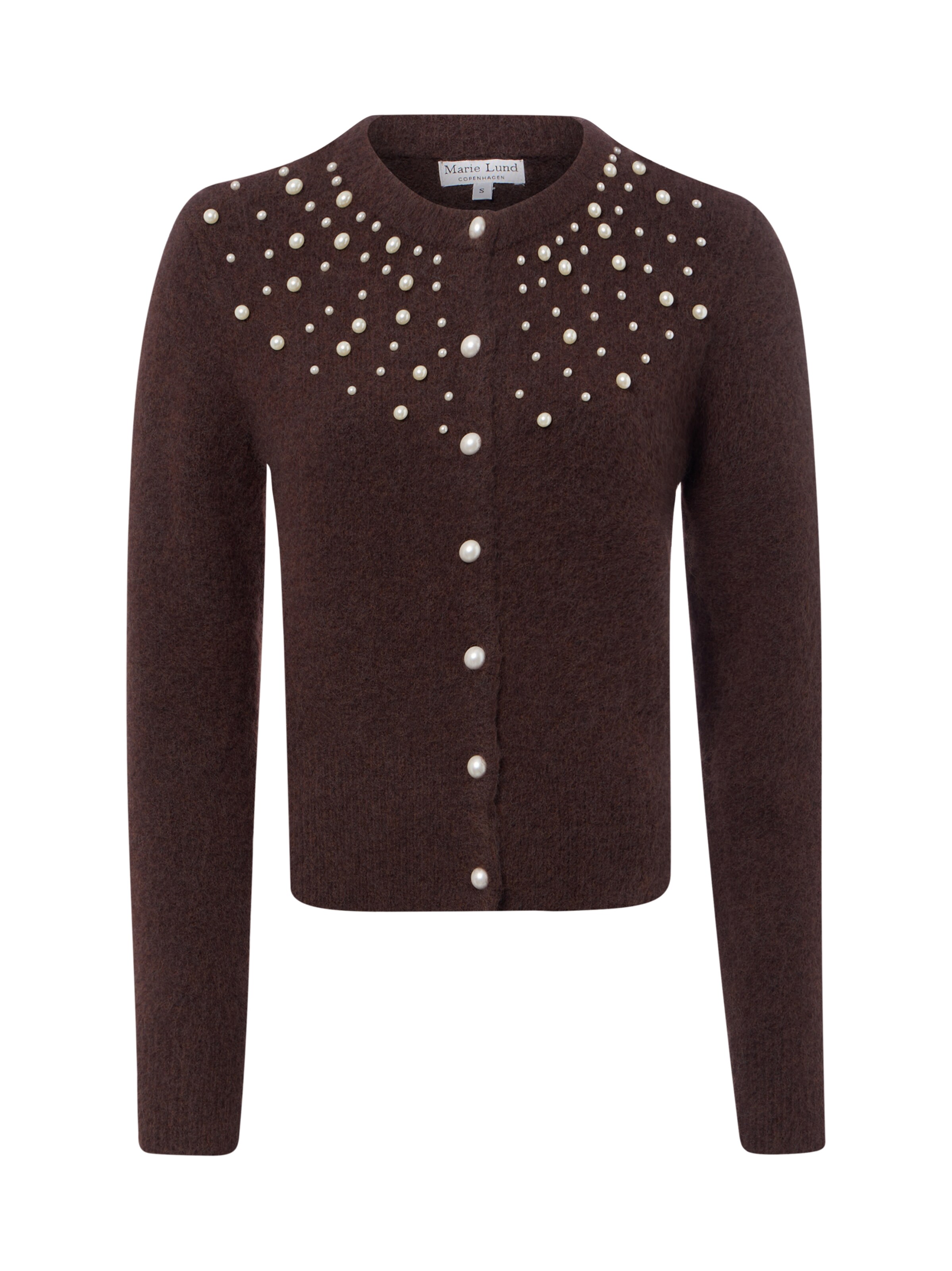 Marie Lund Gebreid vest in Bruin: voorkant