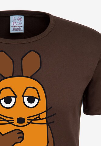 LOGOSHIRT T-Shirt 'Die Sendung mit der Maus' in Braun