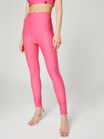 VIERVIER Skinny Legíny 'Melis' – pink: přední strana