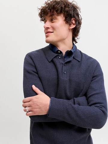 JACK & JONES Svetr 'JJPANNEL' – modrá