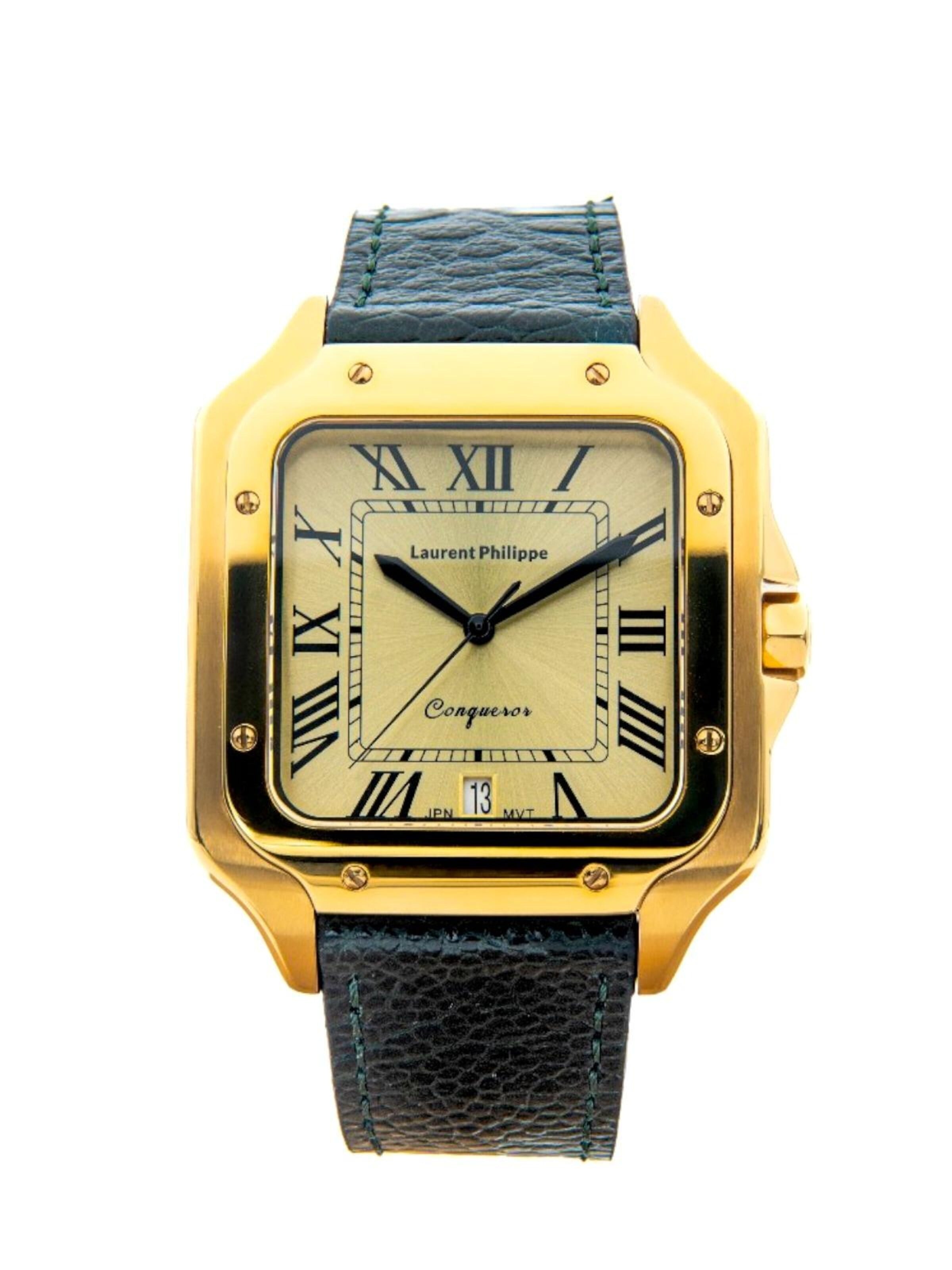 Orologio analogico 'Conqueror The Golden Eye – Verde Notturno' di Laurent Philippe in verde: frontale