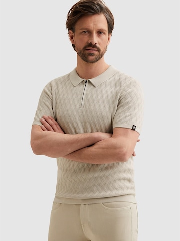 VANGUARD - Camiseta 'VANGUARD - Polo shirt in cotton/modal with zipper closure' en beige: frente