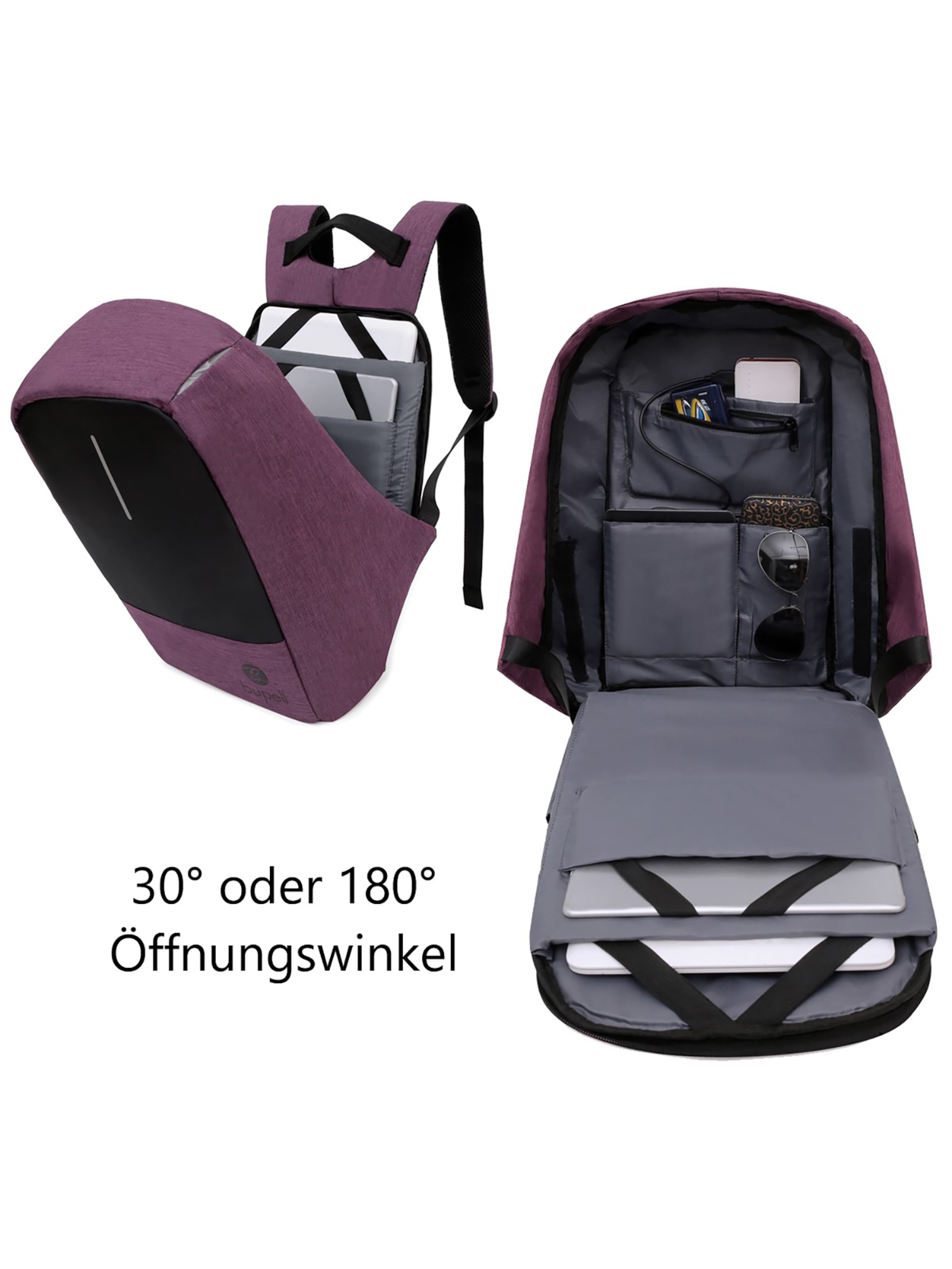 bupell Backpack 'Laptop & Anti-Diebstahl' in Purple
