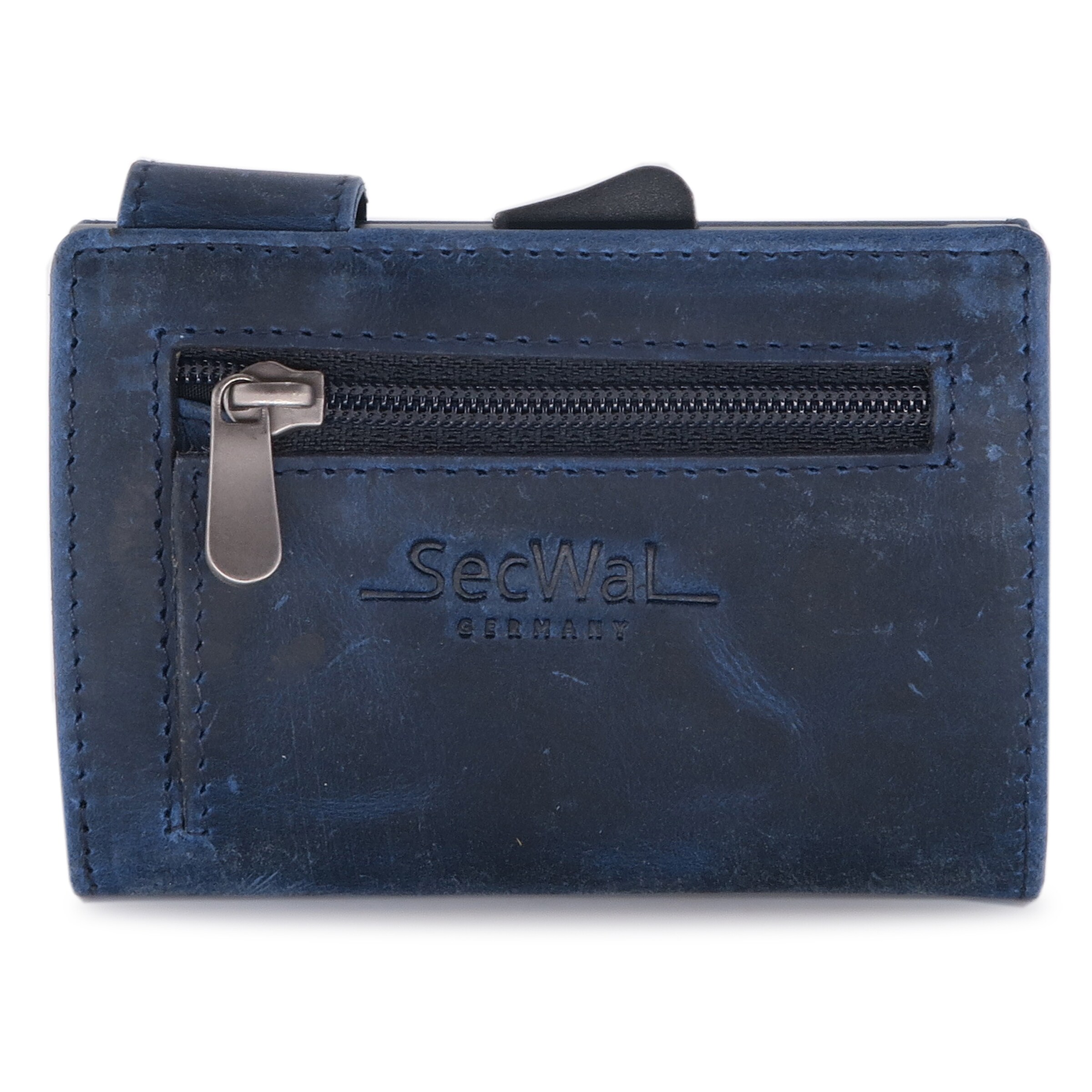 SecWal Kreditkartenetui Geldbörse RFID Leder 9 cm in Blau