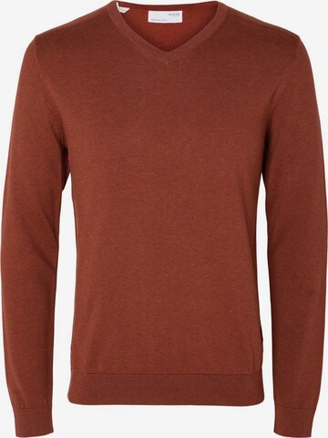 Pull-over 'Berg' SELECTED HOMME en marron : devant