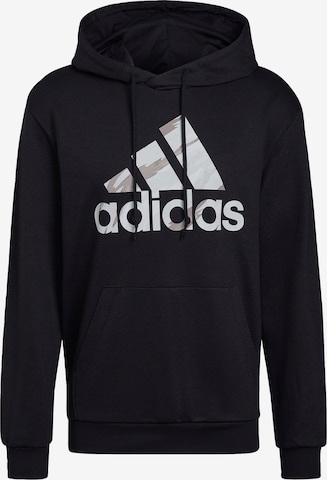 ADIDAS SPORTSWEAR Athletic Sweatshirt 'Essentials French Terry Camo-Print' in Black: front