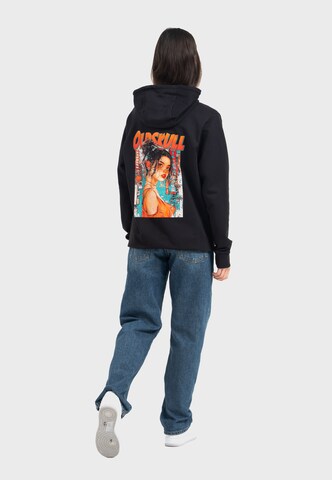 Oldskull Sweatshirt 'Retro Pixel Lady Logo Graphic' in Black