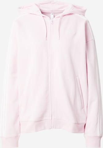 ADIDAS SPORTSWEAR Athletic Zip-Up Hoodie 'Essentials 3-Stripes French Terry ' in Pink: front