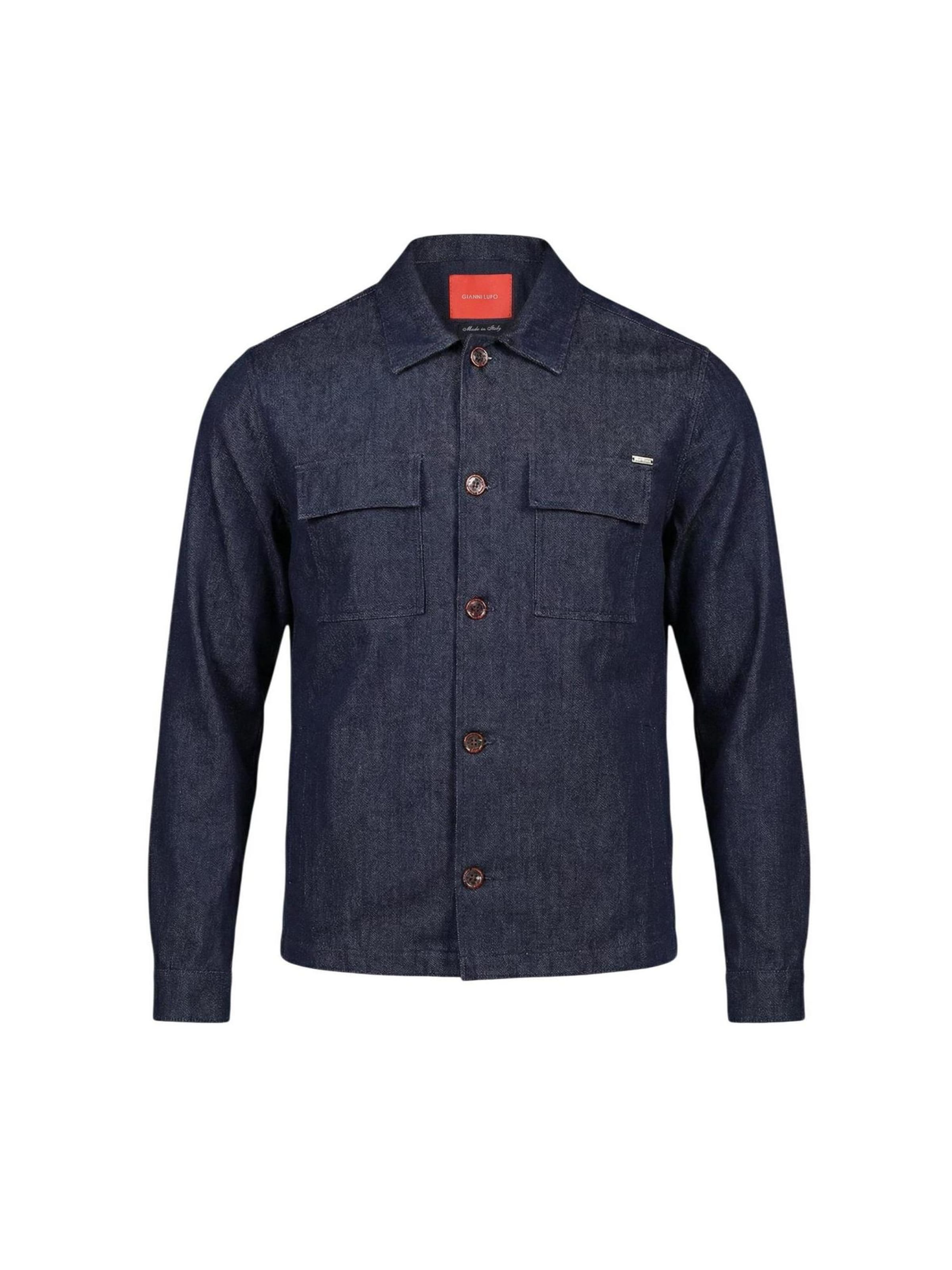 Gianni Lupo Regular fit Button Up Shirt 'GN21822' in Blue: front