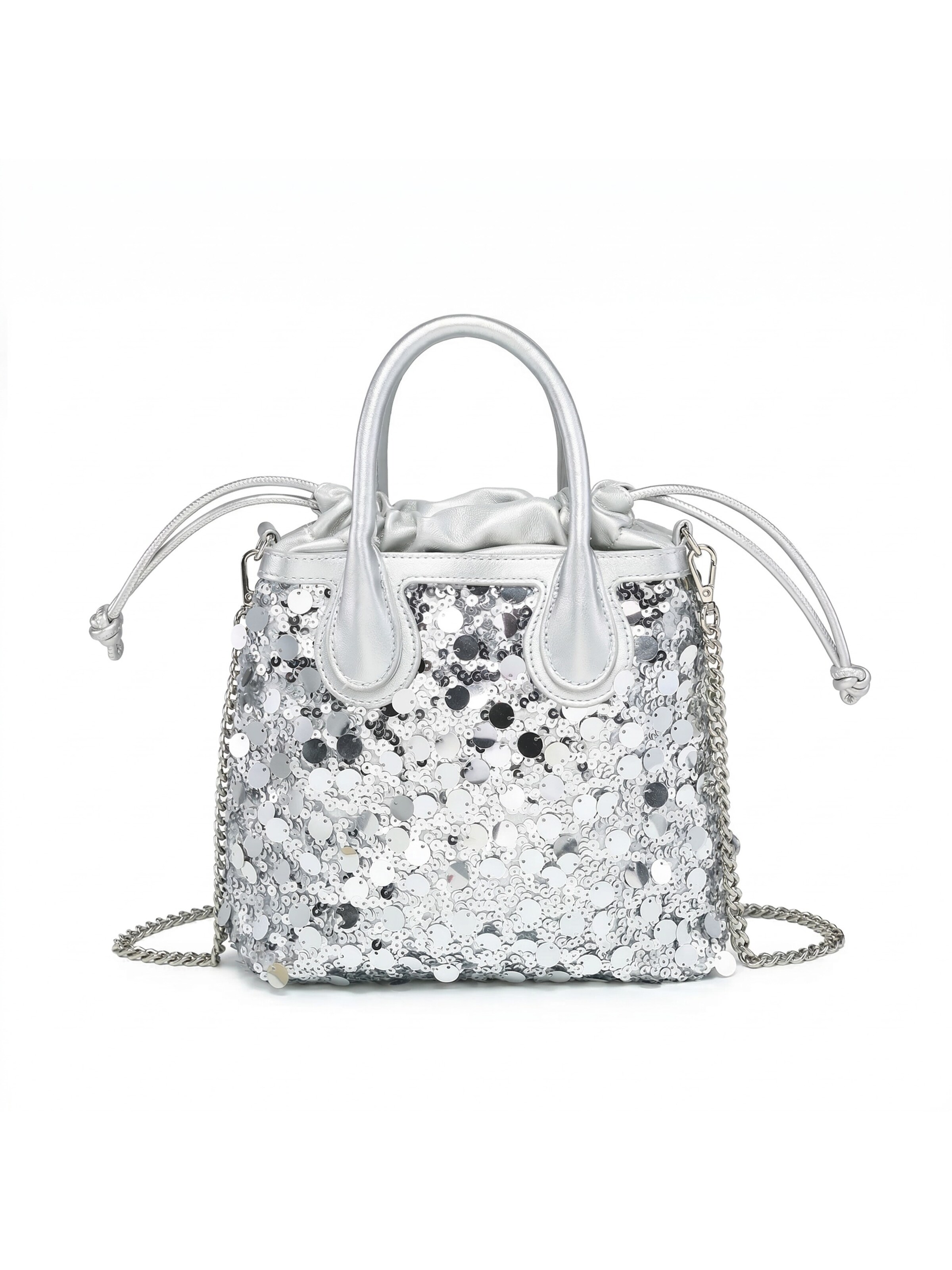Borsa a tracolla 'Borsa a Tracolla Zefira Plus Donna - Paillettes Glamour Poliestere' di Kassandra in argento