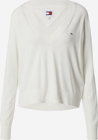 Tommy Jeans Sweter 'ESSENTIAL' w kolorze biały: przód
