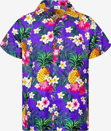 Maglietta 'Pineapple Flowers' di King Kameha in lilla: frontale