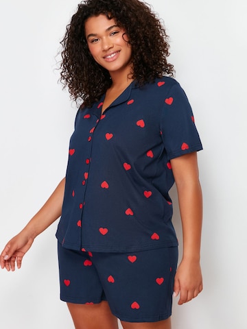 Trendyol Curve - Pijama de pantalón corto en azul: frente