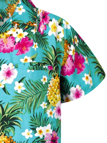 King Kameha Bluse 'Pineapple Flowers' in Blau