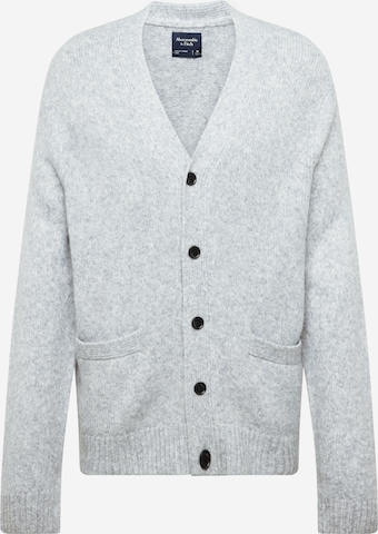 Abercrombie & Fitch Knit Cardigan 'FUZZY' in Grey: front