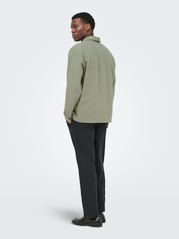 Only & Sons Regular fit Button Up Shirt 'ONSCaiden' in Green