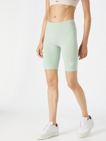 Skinny Pantaloni sportivi 'Identity' di Reebok in verde: frontale