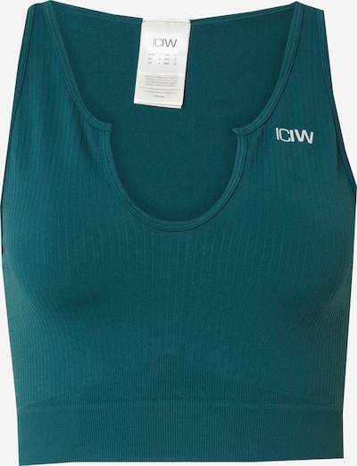 Sport top pe XS ICANIWILL pe verde pin / alb murdar, Vizualizare produs