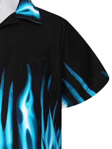 King Kameha Shirt 'Flames' in Blau