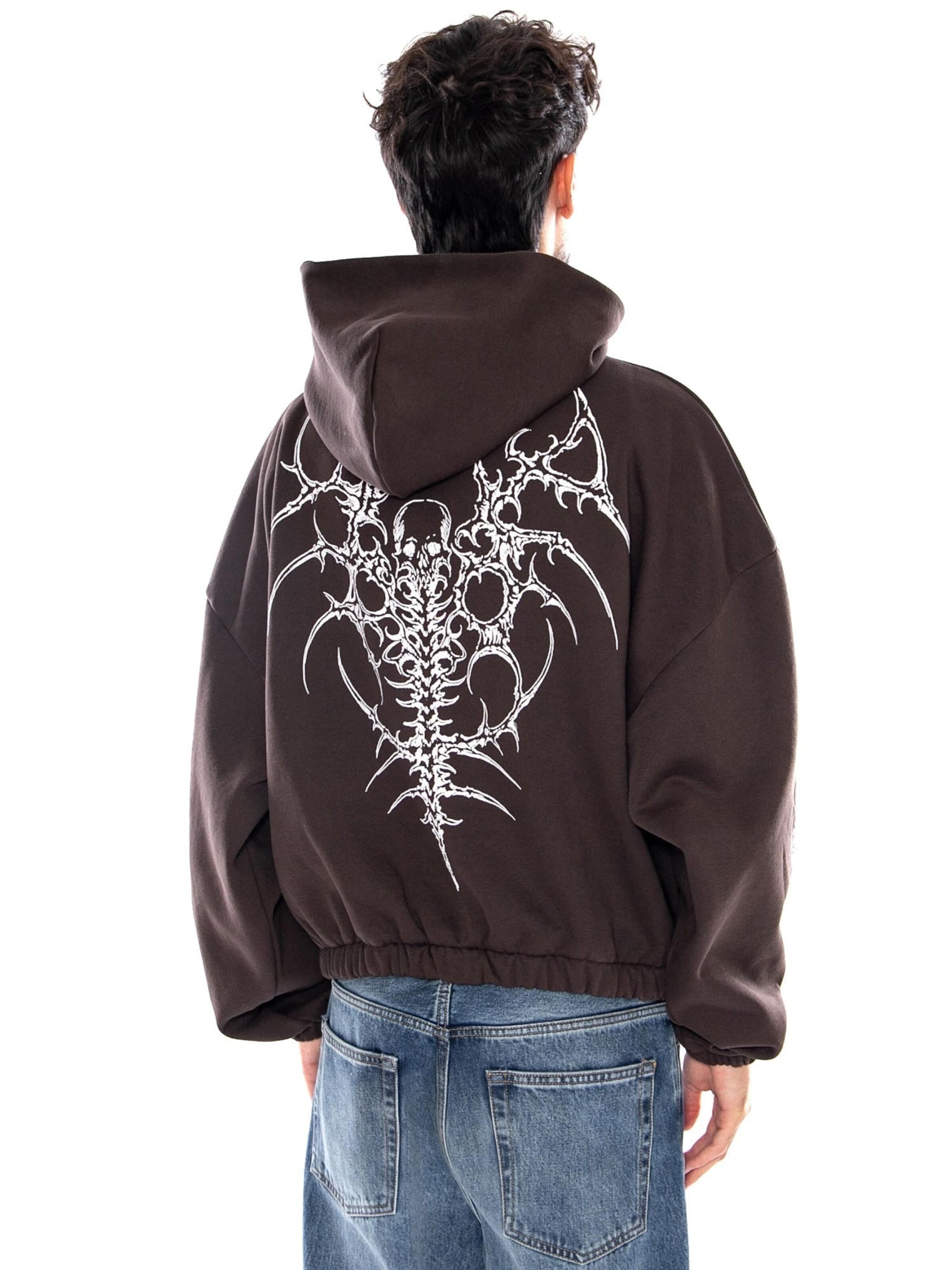 Felpa 'THE GUARDIAN BOXY HOODIE IRON GATE COFFEE BEAN' di DOLLY NOIRE in marrone