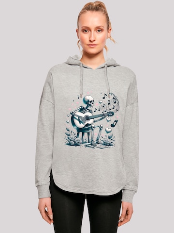 F4NT4STIC Sweatshirt 'Skelett spielt Gitarre, Musik, Liebe' in Grijs: voorkant