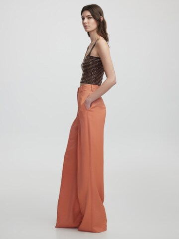 Ipekyol Wide leg Trousers with creases in Orange