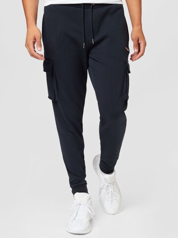 BURTON MENSWEAR LONDON Tapered Cargo Pants in Blue: front