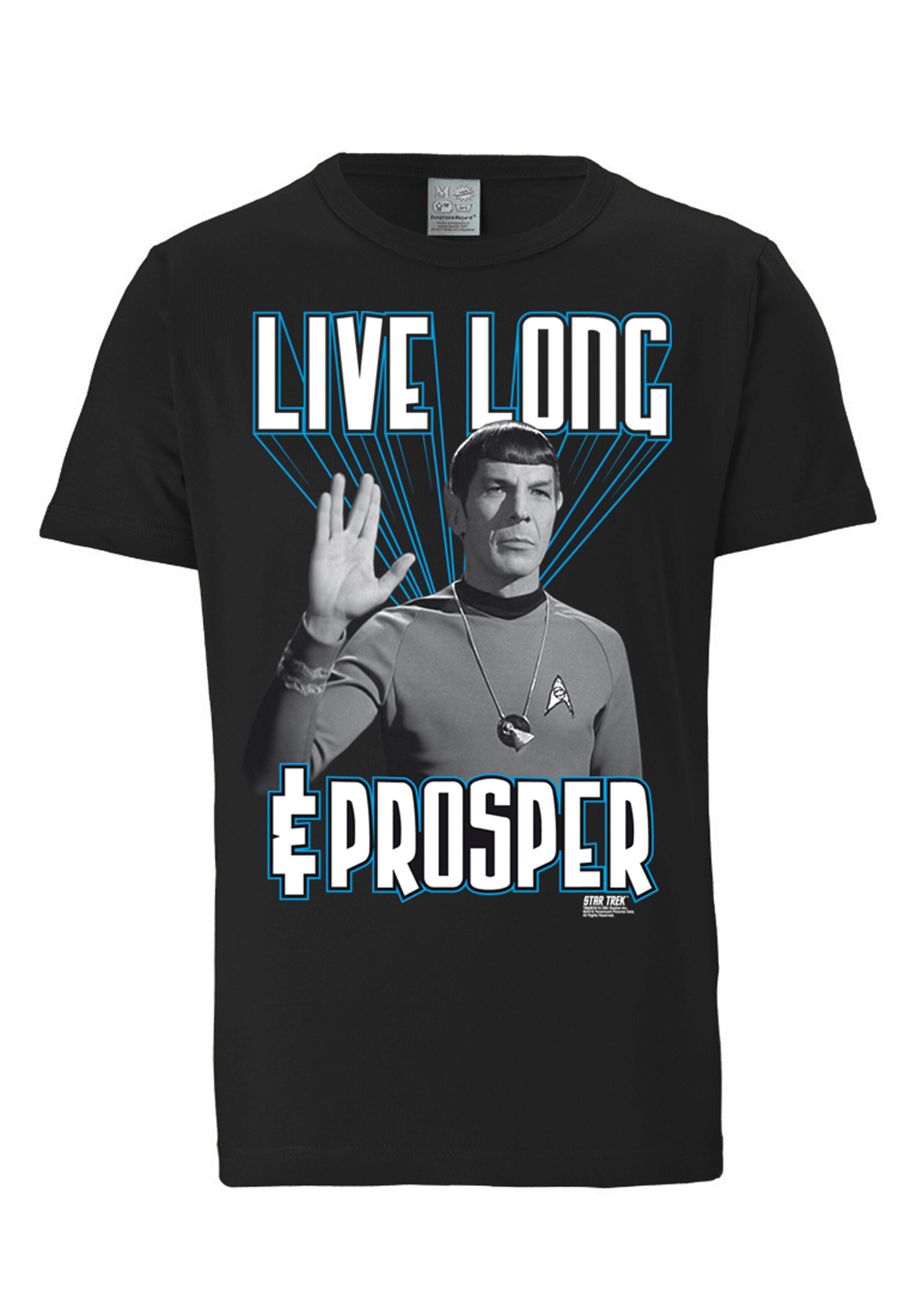LOGOSHIRT T-Shirt 'Star Trek - Spock, Live Long' in schwarz, Produktansicht