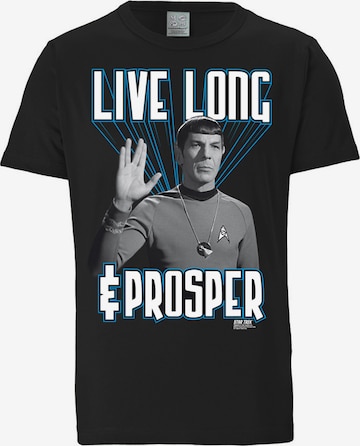 LOGOSHIRT Shirt 'Star Trek - Spock, Live Long' in Black: front
