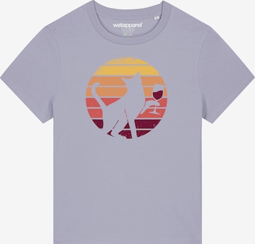 T-shirt ' Sunset Katze & Rotwein ' Watapparel en violet : devant
